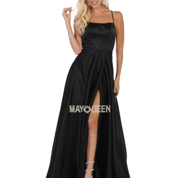 0 Dresses & Skirts - Red, black, blue,purple,Satin criss cross open back formal evening gown